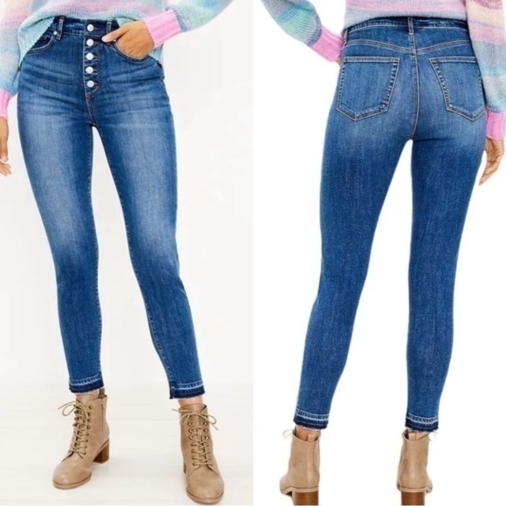 Loft Exposed Button Fly Modern Mid Rise Skinny Jeans 27 / 4